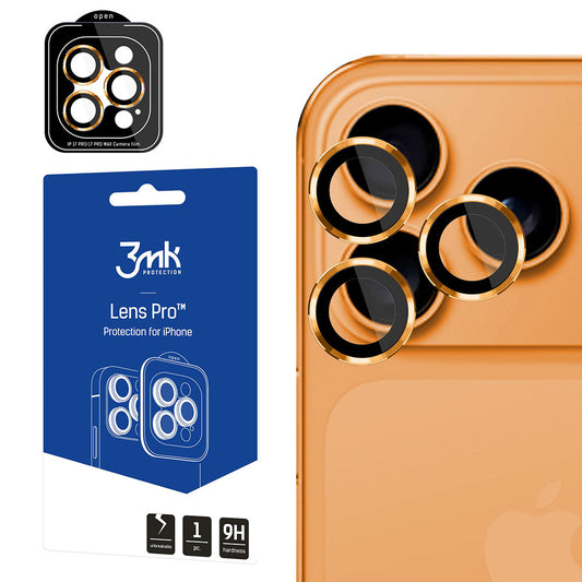 Takakameran suojakalvo 3MK Protection Pro Apple iPhone 17 Pro Max / 17 Pro, Karkaistu lasi, Oranssi