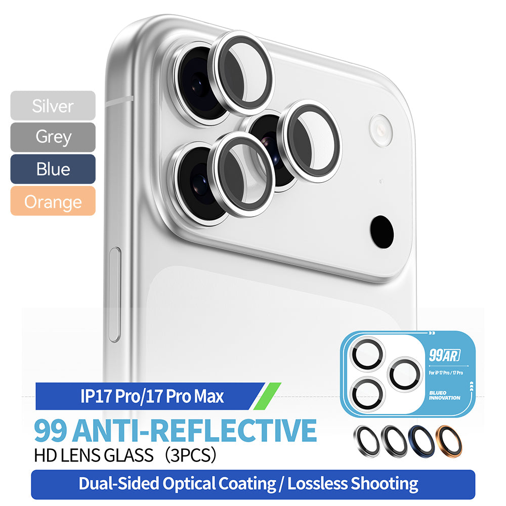 Suojakalvo Blueo 99 Anti-Reflective HD Apple iPhone 17 Pro Max / 17 Pro takakameralle, Oranssi, Karkaistu lasi