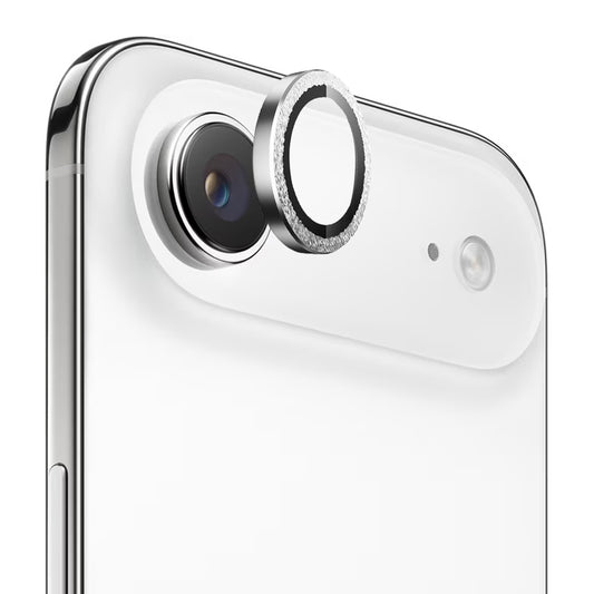 Blueo Glitter Diamond Metal Frame -takakameran suojakalvo Apple iPhone 17 Airille, karkaistu lasi, hopeanvärinen