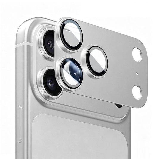 Blueo Integrated Metal -takakameran suojakalvo Apple iPhone 18 Pro Max -puhelimelle, karkaistua lasia, hopeanvärinen