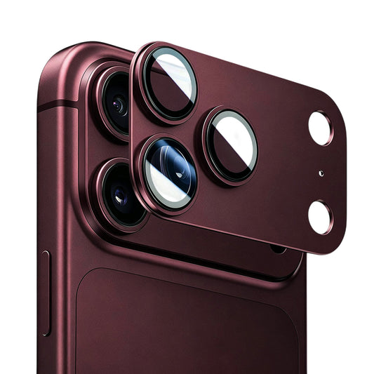 Blueo Integrated Metal -takakameran suojakalvo Apple iPhone 18 Pro Maxille, karkaistua lasia, viininpunainen
