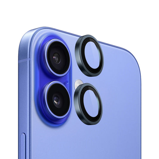 Blueo Metal Frame takakameran suojakalvo Apple iPhone 16 Plus / 16:lle, karkaistu lasi, sininen