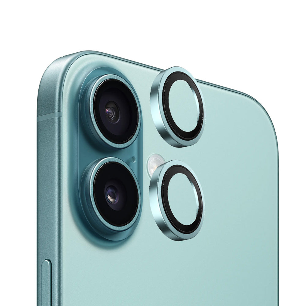 Blueo Metal Frame -takakameran suojakalvo Apple iPhone 16 Plus / 16:lle, karkaistu lasi, vihreä