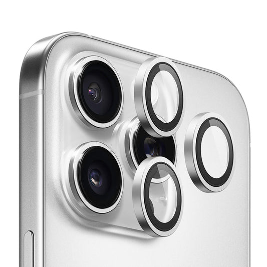 Blueo Metal Frame takakameran suojakalvo Apple iPhone 16 Pro Max / 16 Pro -puhelimelle, karkaistu lasi, hopea