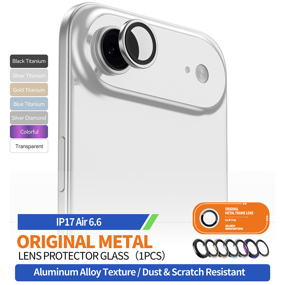 Blueo Metal Frame -takakameran suojakalvo Apple iPhone 17 Airille, Panssarilasi, Sininen
