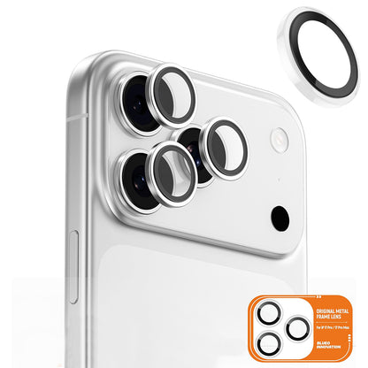 Blueo Metal Frame -takakameran suojakalvo Apple iPhone 17 Pro Max / 17 Pro, karkaistu lasi, läpinäkyvä
