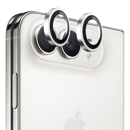 Blueo Metal Frame -takakameran suojakalvo Apple iPhone Duo -puhelimelle, karkaistua lasia, hopeanvärinen