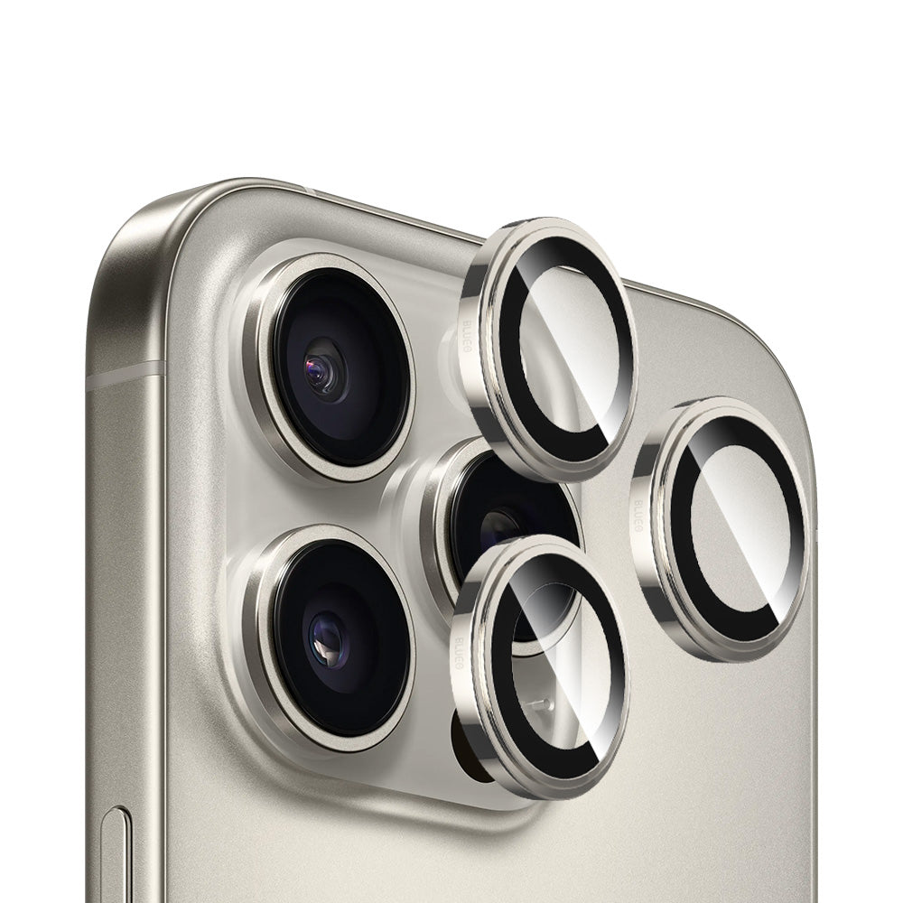 Blueo Sapphire Crystal takakameran suojakalvo Apple iPhone 16 Pro Max / 16 Pro -puhelimelle, karkaistu lasi, metallinhohtoinen harmaa