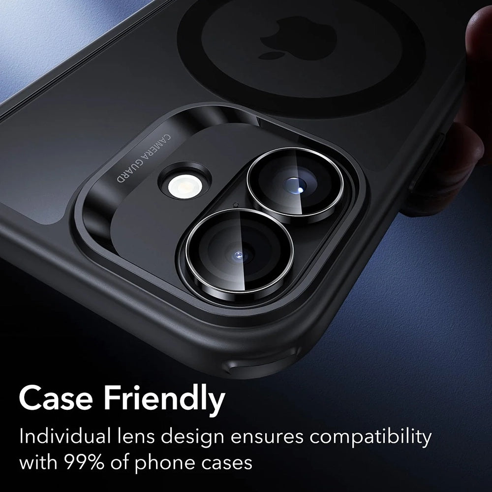 Takakameran suojakalvo ESR Armorite Apple iPhone 17 / 16 Plus / 16, Karkaistu lasi, 2 kappaleen setti, Musta
