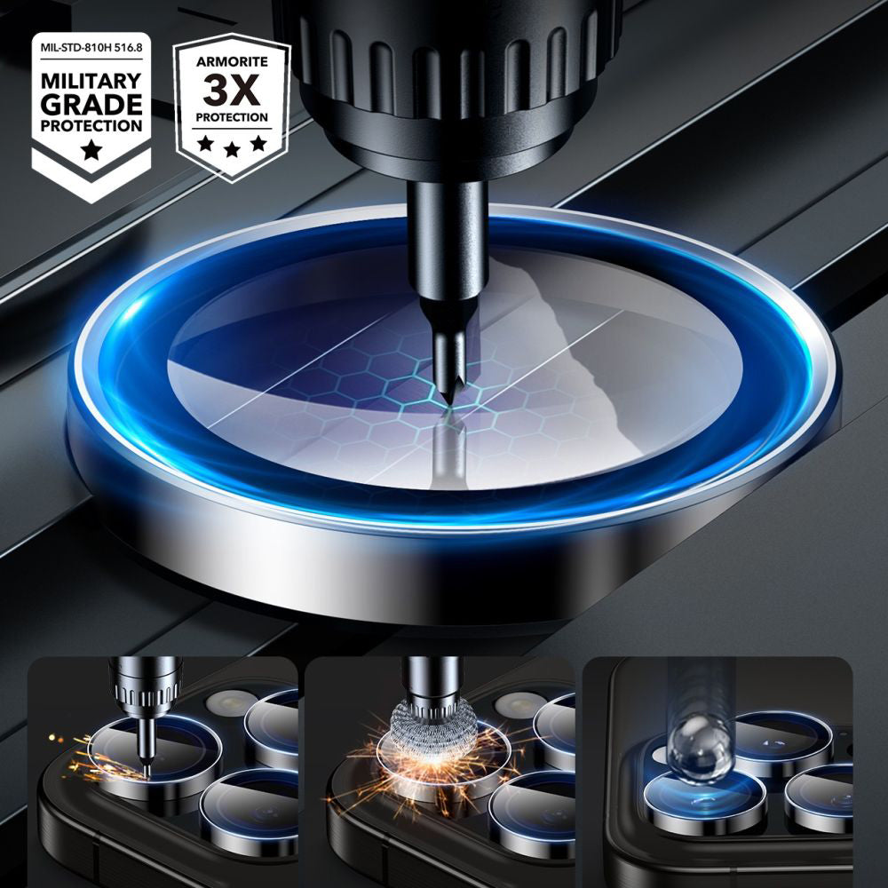 ESR Armorite takakameran suojakalvo Apple iPhone 17 Pro Max / 17 Pro / 16 Pro Max / 16 Pro, karkaistu lasi, musta