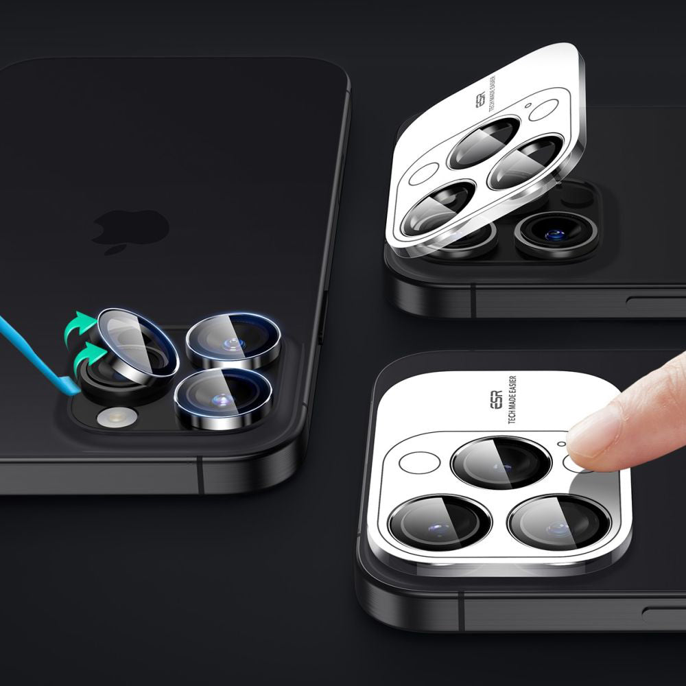 ESR Armorite takakameran suojakalvo Apple iPhone 17 Pro Max / 17 Pro / 16 Pro Max / 16 Pro, karkaistu lasi, musta
