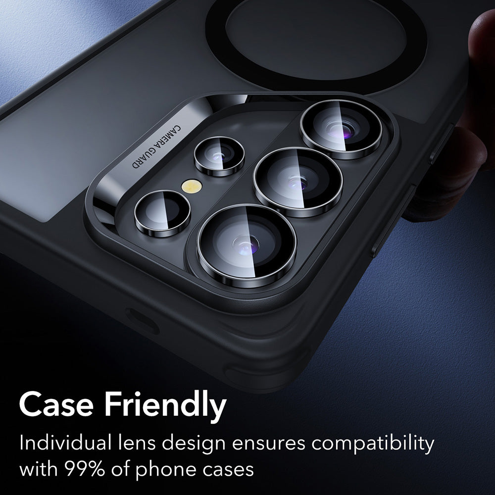 ESR Armorite -takakameran suojakalvo Samsung Galaxy S26 Ultra -puhelimelle, Panssarilasi, Musta