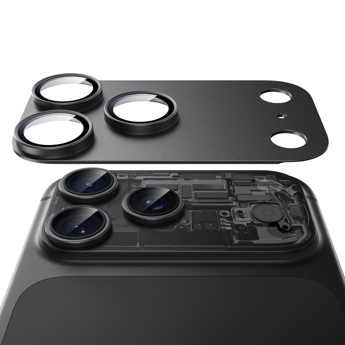 Takakameran suojakalvo ESR Armorite Pro Apple iPhone 18 Pro Maxille, Karkaistu lasi, Musta