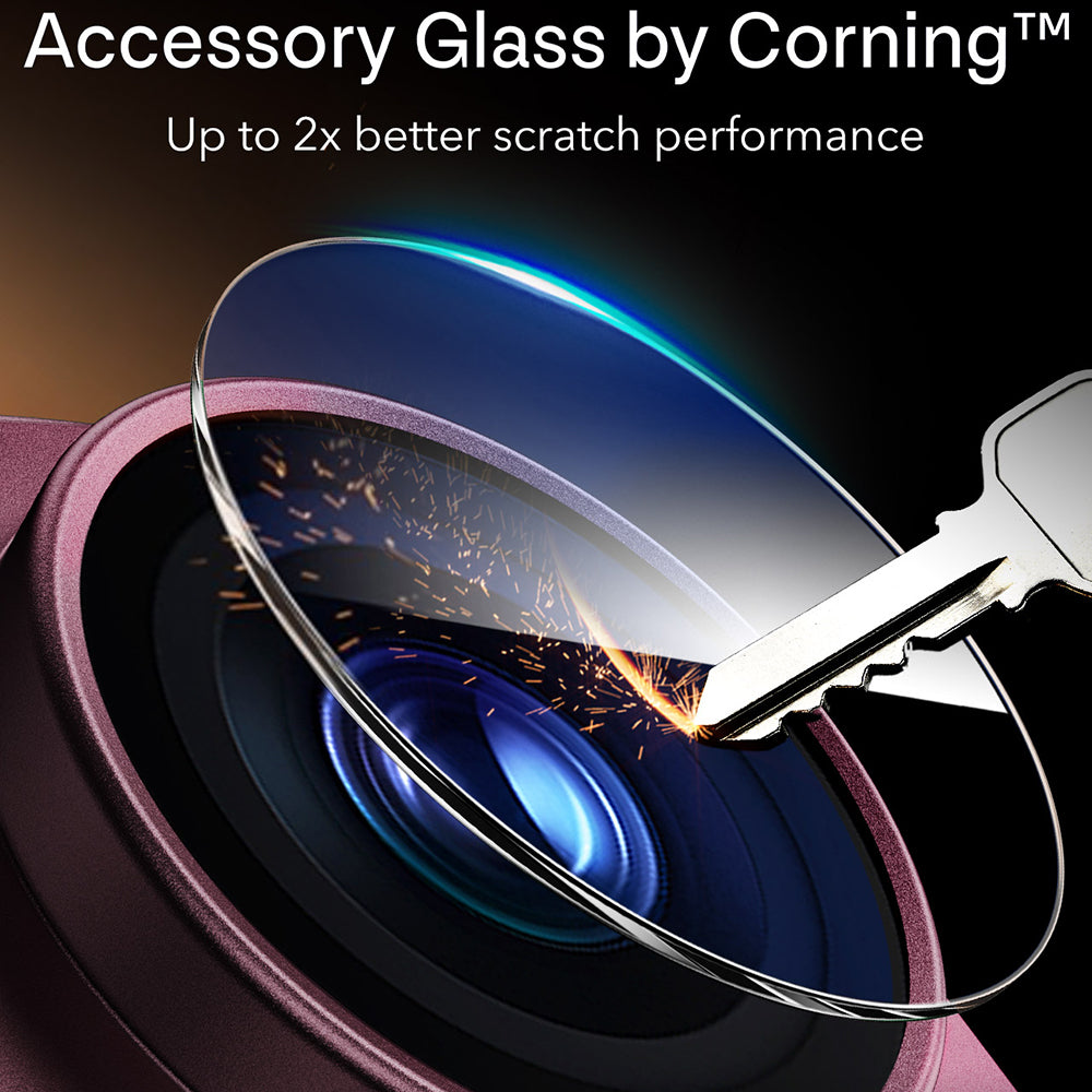ESR Armorite Pro takakameran suojakalvo Apple iPhone 18 Pro Maxille, karkaistu lasi, tummanpunainen