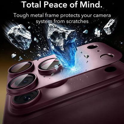 ESR Armorite Pro takakameran suojakalvo Apple iPhone 18 Pro Maxille, karkaistu lasi, tummanpunainen
