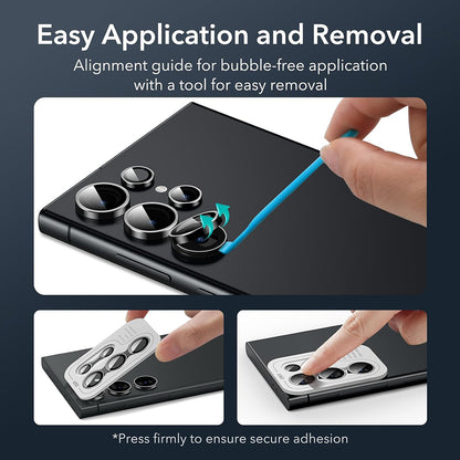 ESR Back Camera Protector for Samsung Galaxy S24 Ultra S928, Tempered Glass, Set of 2 pieces, Black