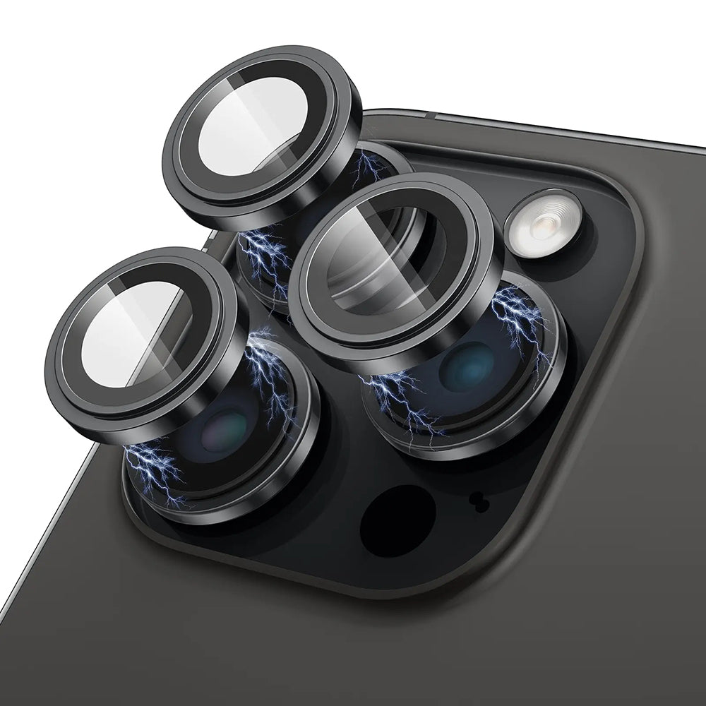 Lito S+ takakameran suojakalvo Apple iPhone 15 Pro Max / 15 Pro -puhelimille, karkaistu lasi, musta
