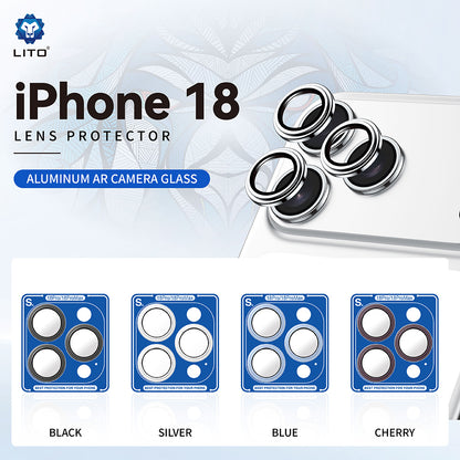 Lito S+ takakameran suojakalvo Apple iPhone 18 Pro / 18 Pro Max -puhelimille, karkaistu lasi, sininen