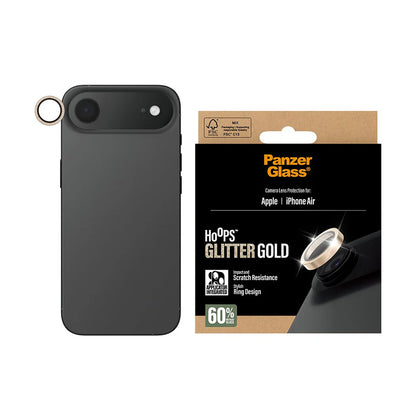 PanzerGlass Hoops Glitter takakameran suojakalvo Apple iPhone 17 Air, karkaistu lasi, kultainen