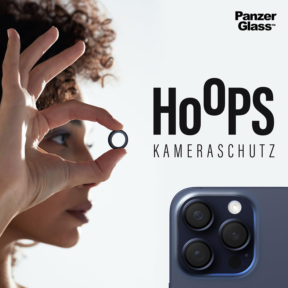 Takakameran suojakalvo PanzerGlass Hoops Glitter Apple iPhone 17 Pro Max / 17 Pro / 16 Pro Max / 16 Pro, Karkaistu lasi, Hopea