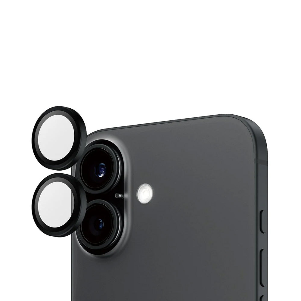 PanzerGlass Hoops -takakameran suojakalvo Apple iPhone 16 Plus / 16, karkaistu lasi, musta
