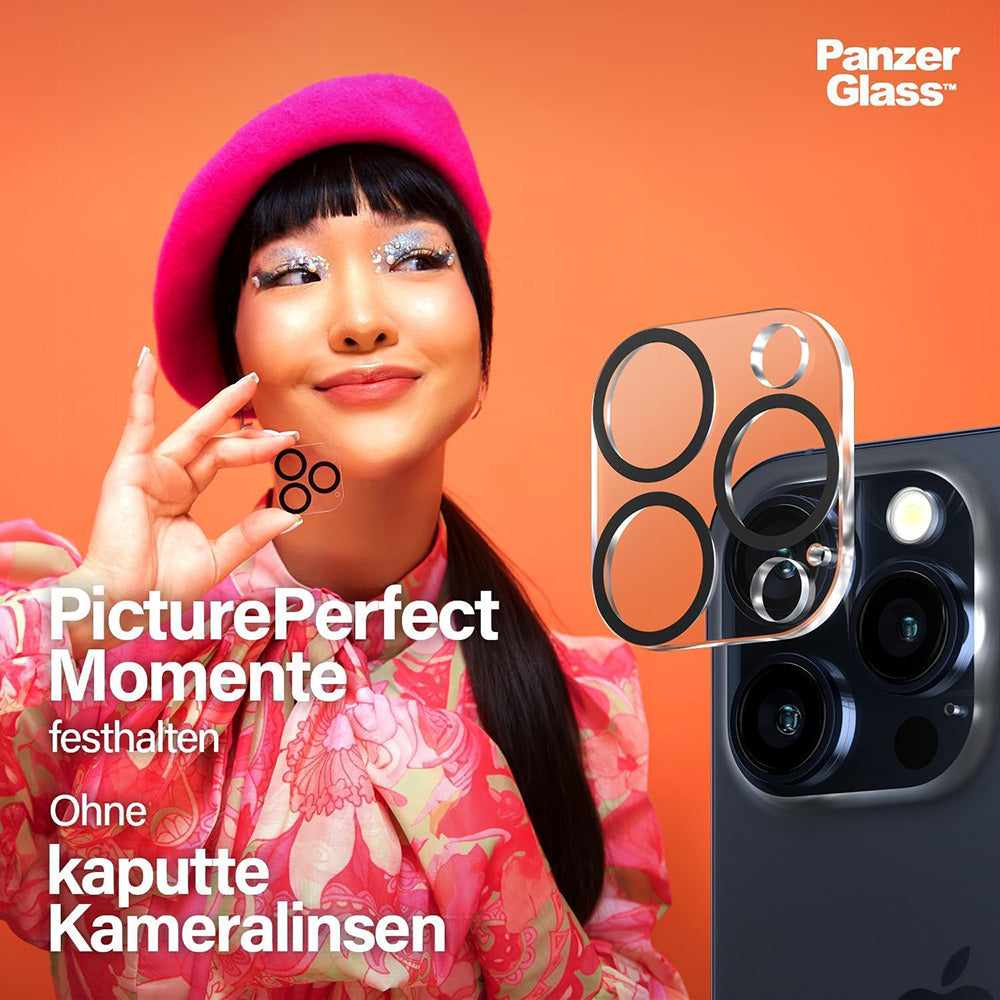 PanzerGlass PicturePerfect takakameran suojakalvo Apple iPhone 16 Pro Max / 16 Pro, karkaistu lasi, läpinäkyvä