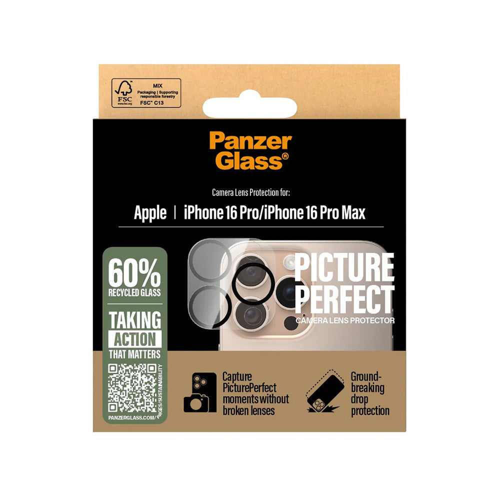 PanzerGlass PicturePerfect takakameran suojakalvo Apple iPhone 16 Pro Max / 16 Pro, karkaistu lasi, läpinäkyvä