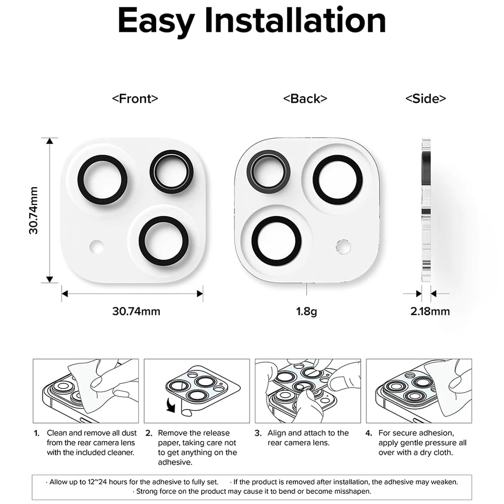 Ringke-suojakalvo Apple iPhone 15 Plus / 15 -puhelimen takakameralle, karkaistu lasi, 2 kappaleen setti, läpinäkyvä