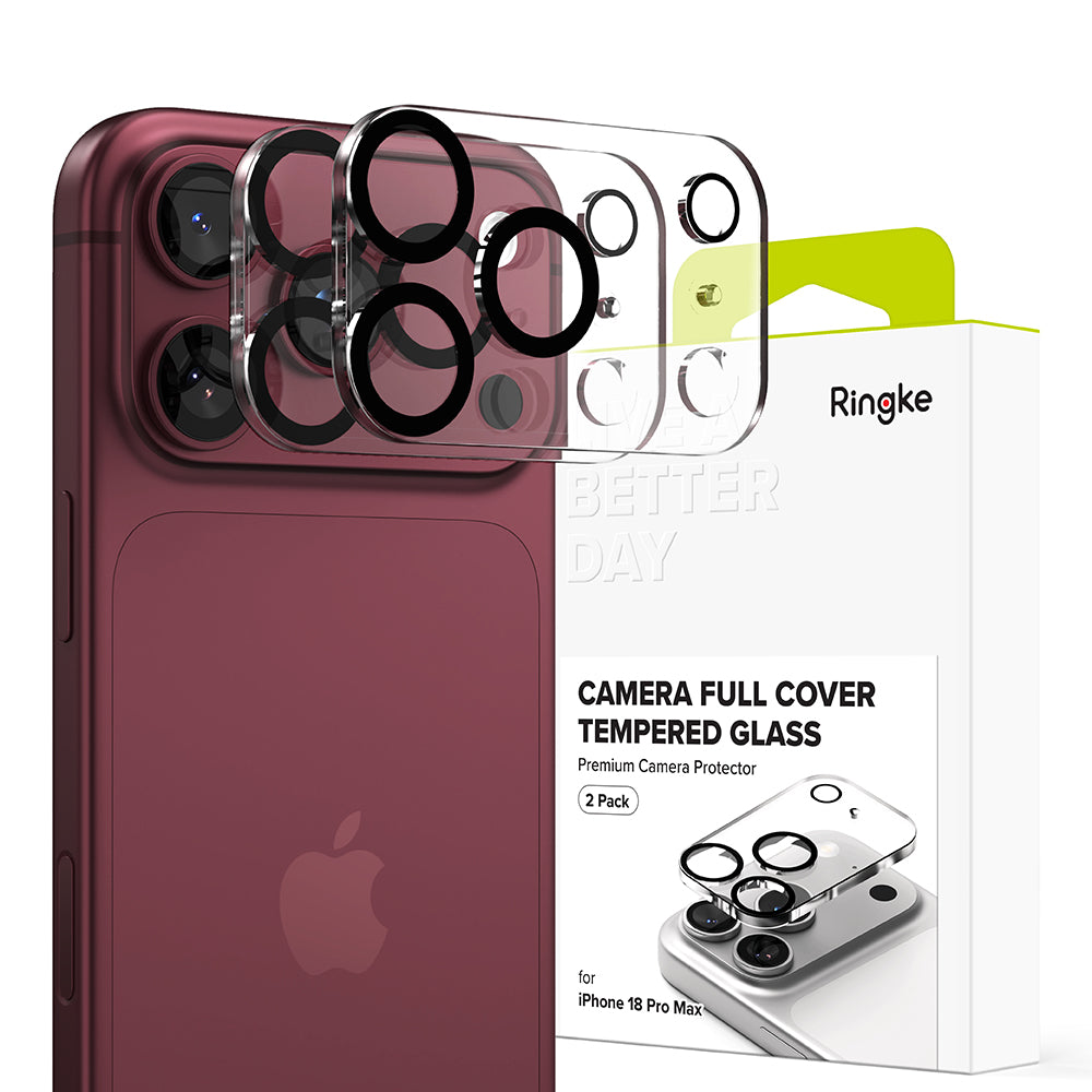 Ringke takakameran suojakalvo Apple iPhone 18 Pro Maxille, karkaistu lasi, 2 kappaleen setti, läpinäkyvä