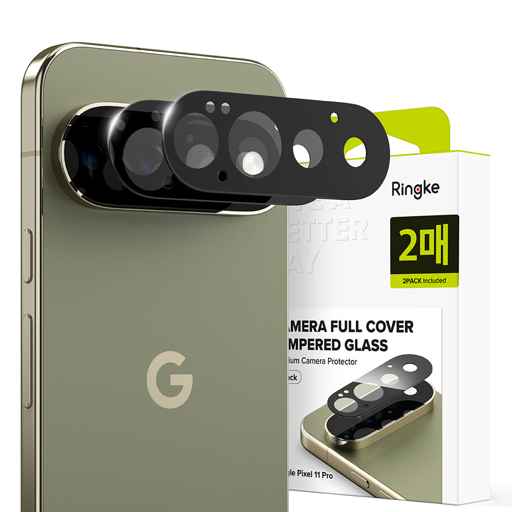 Ringke takakameran suojakalvo Google Pixel 11 Pro:lle, karkaistu lasi, 2 kappaleen setti, musta