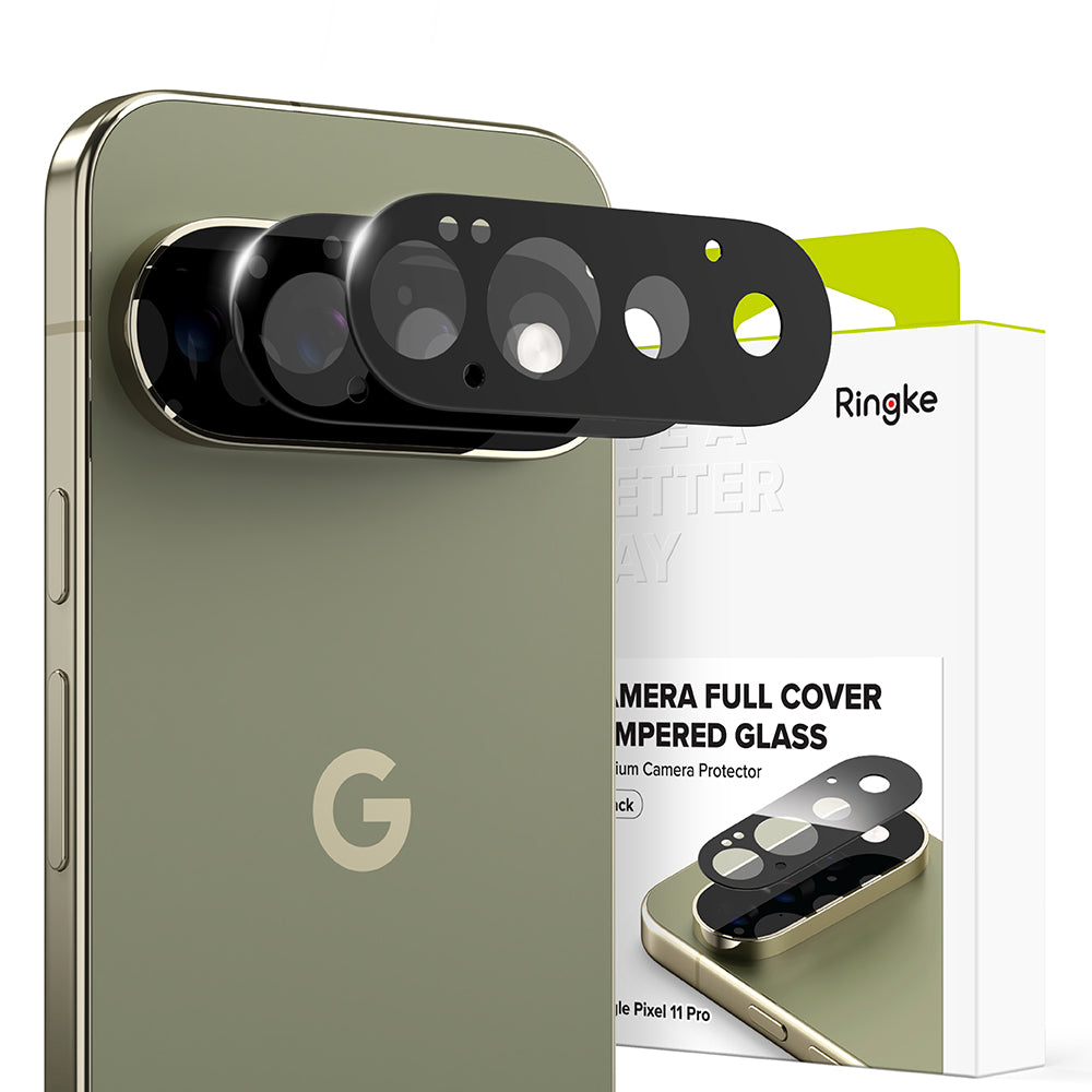 Ringke takakameran suojakalvo Google Pixel 11 Pro:lle, karkaistu lasi, 2 kappaleen setti, musta