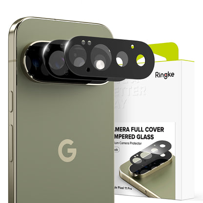 Ringke takakameran suojakalvo Google Pixel 11 Pro:lle, karkaistu lasi, 2 kappaleen setti, musta