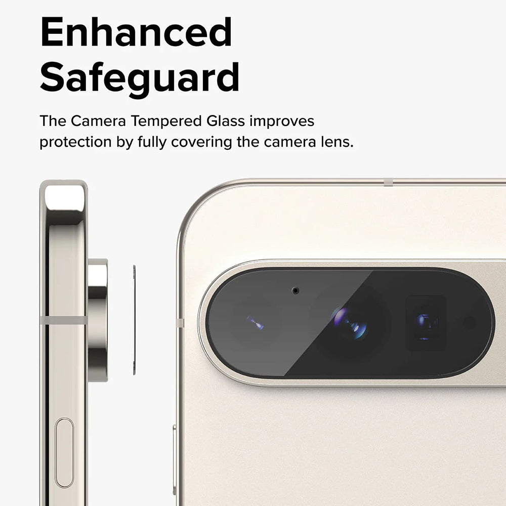 Ringke-suojakalvo Google Pixel 9 Pro XL:n takakameralle, karkaistu lasi, 3 kappaleen setti, läpinäkyvä