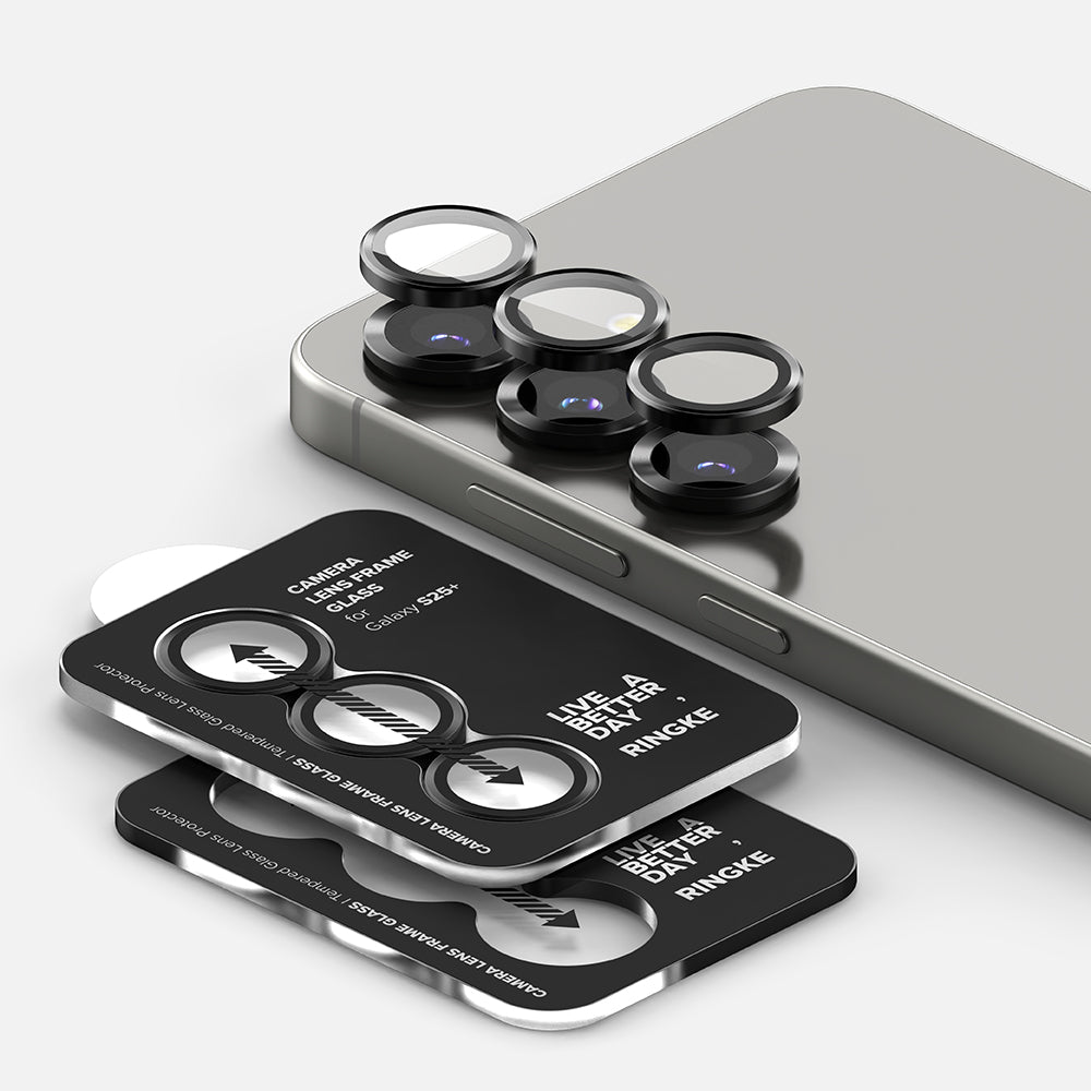 Suojakalvo Ringke takakameralle Samsung Galaxy S25 S931, karkaistu lasi, musta