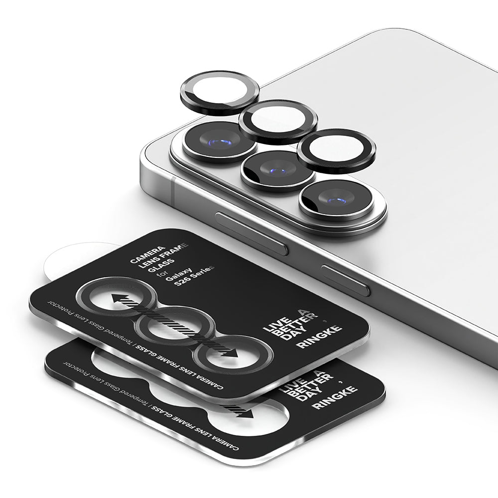 Suojakalvo Ringke takakameralle Samsung Galaxy S26 Plus S947 / S26, Karkaistu lasi, 2 kappaleen setti, Musta