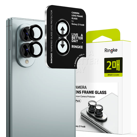 Takakameran suojakalvo Ringke Samsung Galaxy Z Fold8 F971:lle, karkaistua lasia, 2 kappaleen setti, musta