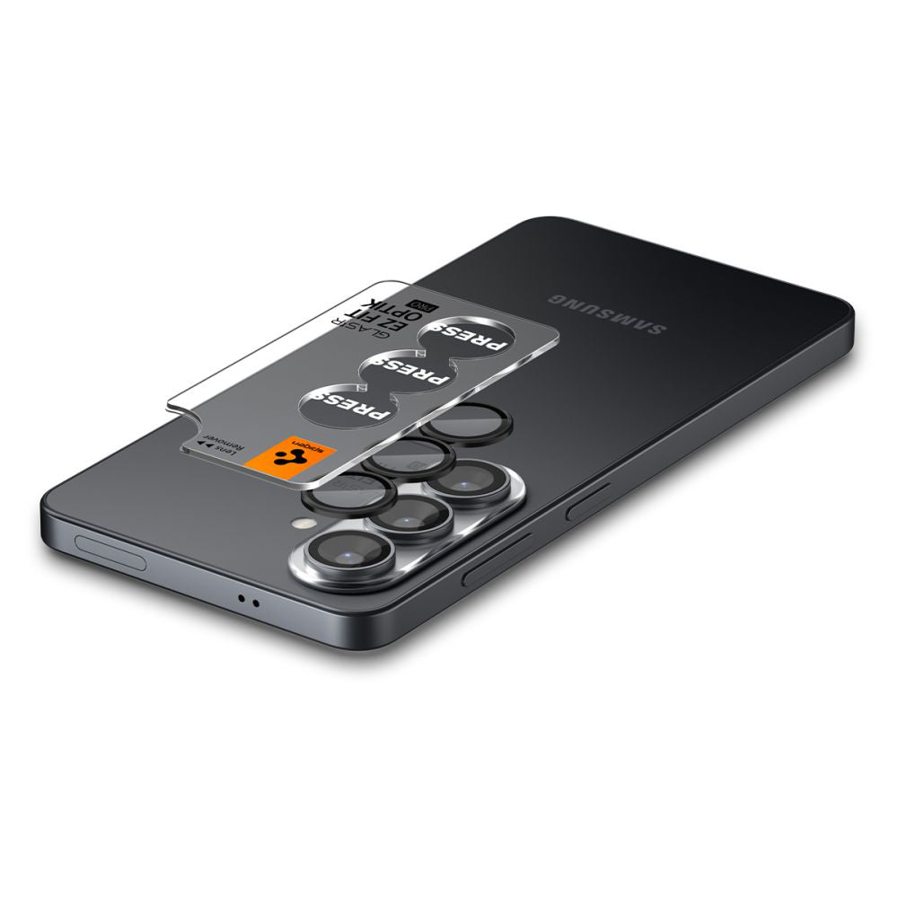Takakameran suojakalvo Spigen GlastR EZ FIT Optik Pro HD Samsung Galaxy S26 S942:lle, Karkaistu lasi, 2 kappaleen setti, Musta AGL11099