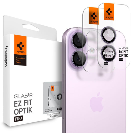 Takakameran suojakalvo Spigen GlastR EZ FIT Optik Pro Apple iPhone 17 / 16 Plus / 16, Karkaistu lasi, 2 kappaleen setti, Violetti