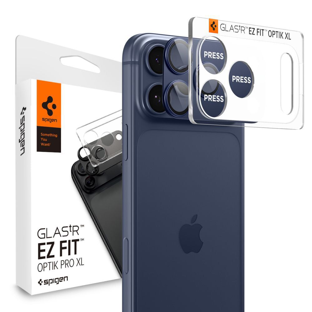 Suojakalvo Spigen GlastR EZ FIT Optik Pro XL Apple iPhone 17 Pro:lle, Panssarilasi, Sininen AGL10646