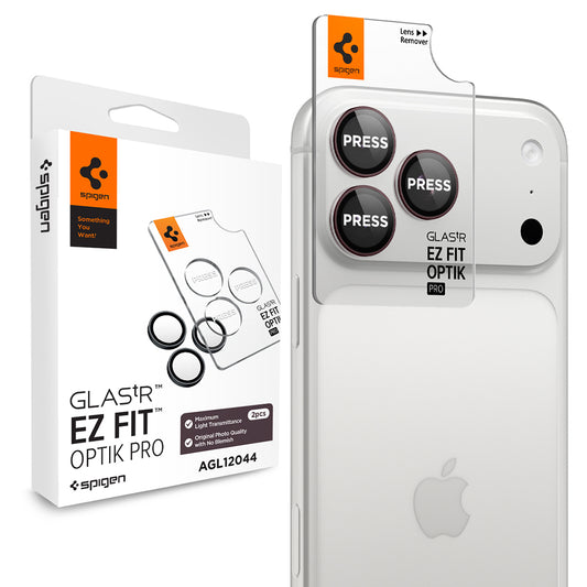 Takakameran suojakalvo Spigen GlastR EZ FIT Optik Pro Apple iPhone 18 Pro / 18 Pro Max -puhelimelle, karkaistu lasi, 2 kappaleen setti, viininpunainen AGL12044
