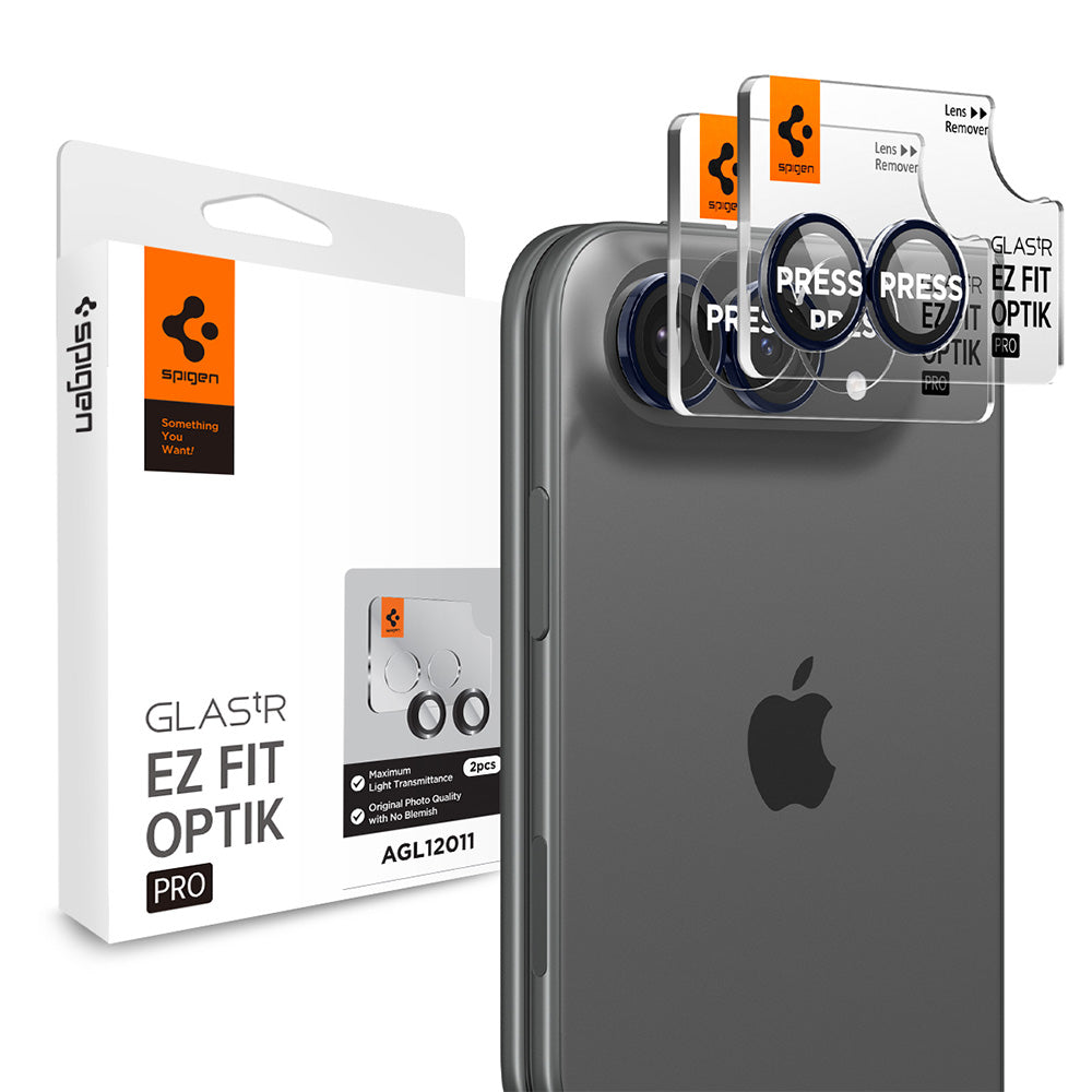 Takakameran suojakalvo Spigen GlastR EZ FIT Optik Pro Apple iPhone Duolle, karkaistu lasi, 2 kappaleen setti, laivastonsininen AGL12011