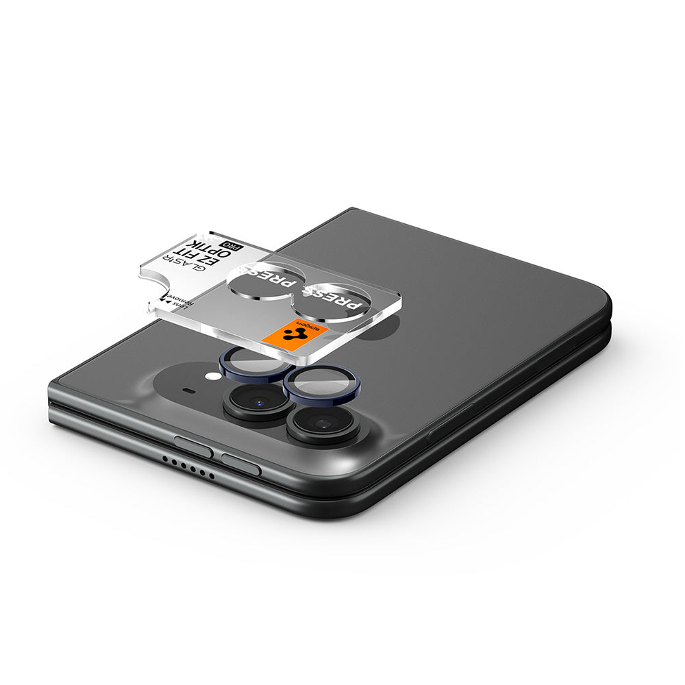 Takakameran suojakalvo Spigen GlastR EZ FIT Optik Pro Apple iPhone Duolle, karkaistu lasi, 2 kappaleen setti, laivastonsininen AGL12011