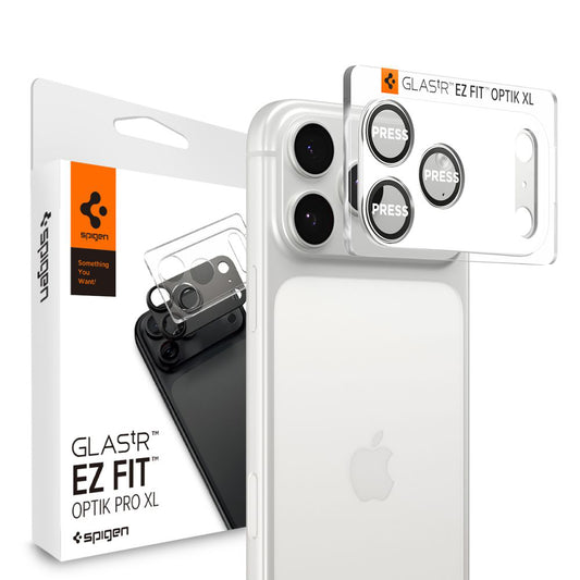 Suojakalvo Spigen GlastR EZ FIT Optik Pro XL Apple iPhone 17 Pro Max takakameralle, Karkaistu lasi, Hopea