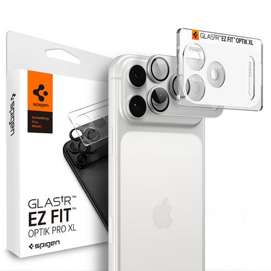Takakameran suojakalvo Spigen GlastR EZ FIT Optik Pro XL Apple iPhone 18 Pro Maxille, karkaistu lasi, hopea AGL12042