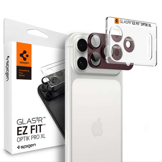 Takakameran suojakalvo Spigen GlastR EZ FIT Optik Pro XL Apple iPhone 18 Pro Maxille, karkaistu lasi, viininpunainen AGL12040