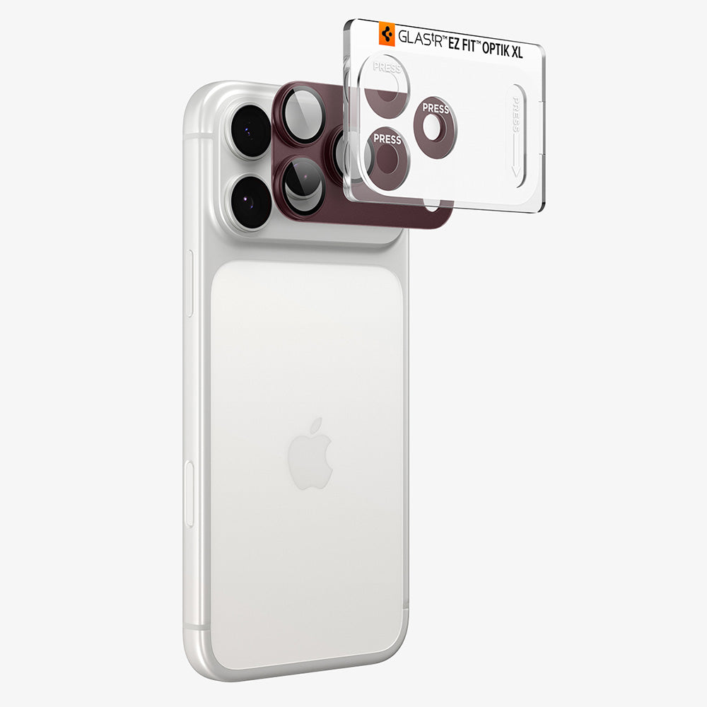 Spigen GlastR EZ FIT Optik Pro XL Rear Camera Protective Film for Apple iPhone 18 Pro Max, Tempered Glass, Burgundy AGL12040