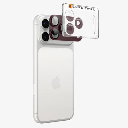 Spigen GlastR EZ FIT Optik Pro XL Rear Camera Protective Film for Apple iPhone 18 Pro Max, Tempered Glass, Burgundy AGL12040