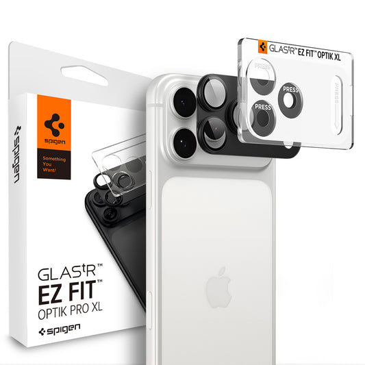 Takakameran suojakalvo Spigen GlastR EZ FIT Optik Pro XL Apple iPhone 18 Pro:lle, karkaistu lasi, tummanharmaa AGL12035