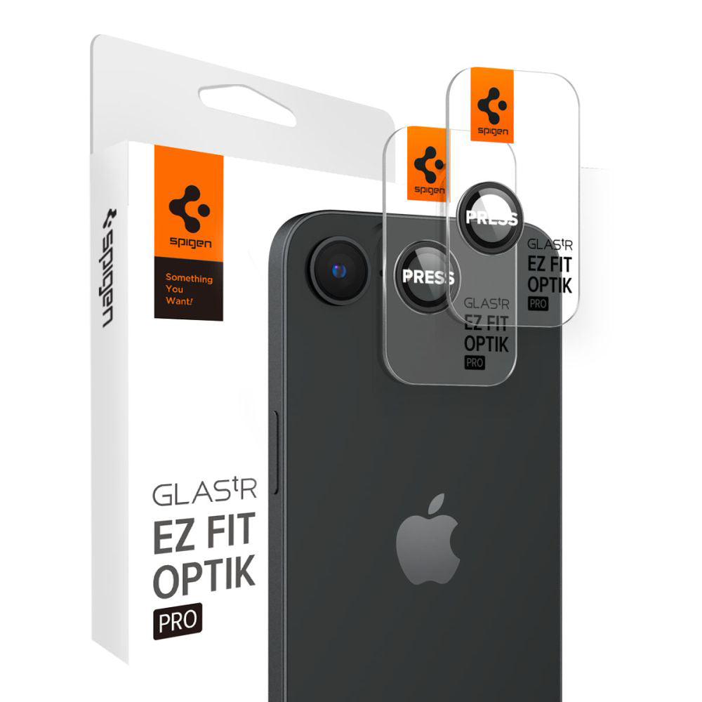 Takakameran suojakalvo Spigen GlastR EZ FIT Optik Pro Apple iPhone 17e / 16e, Panssarilasi, 2 kappaleen setti, Musta AGL09279
