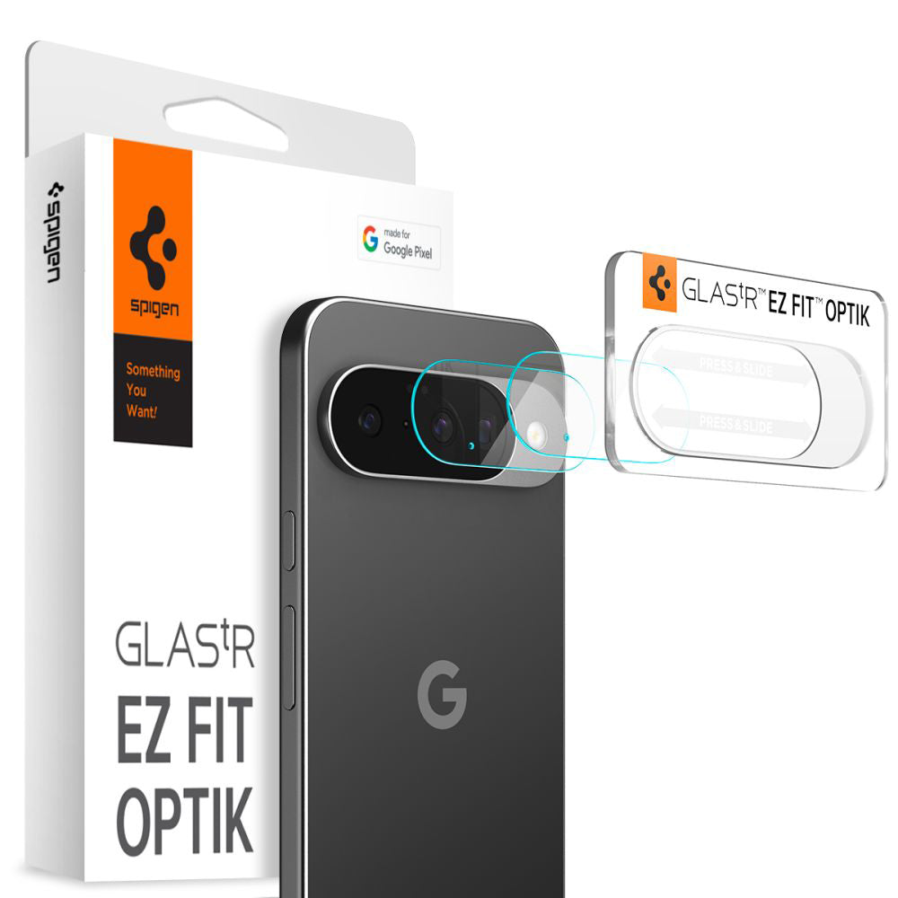 Takakameran suojakalvo Spigen GlastR Optik Google Pixel 10:lle, karkaistu lasi, 2 kappaleen setti, läpinäkyvä AGL09661